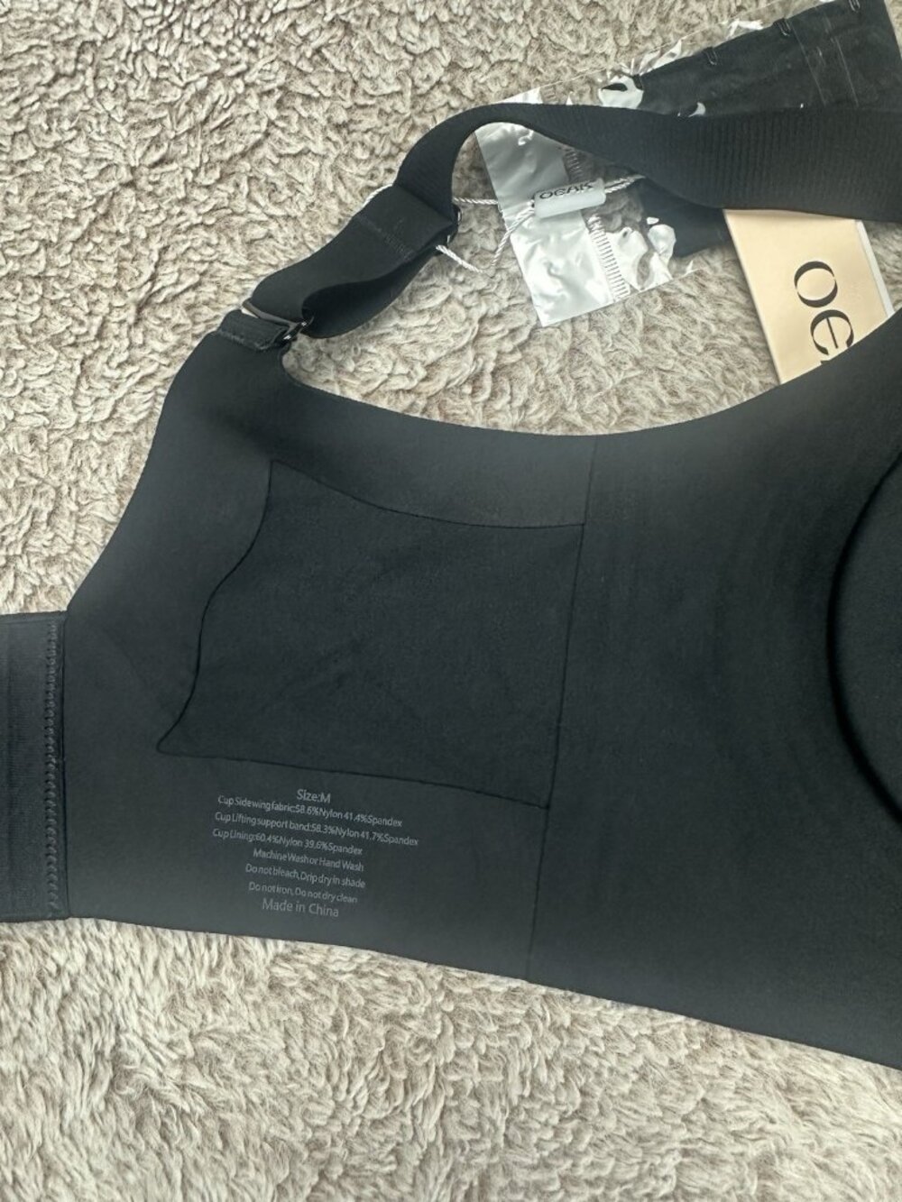 OEAK Womens Wireless Jelly Comfort Bra Black M Padded Seamless Adjustable Strap - Picture 10 of 10